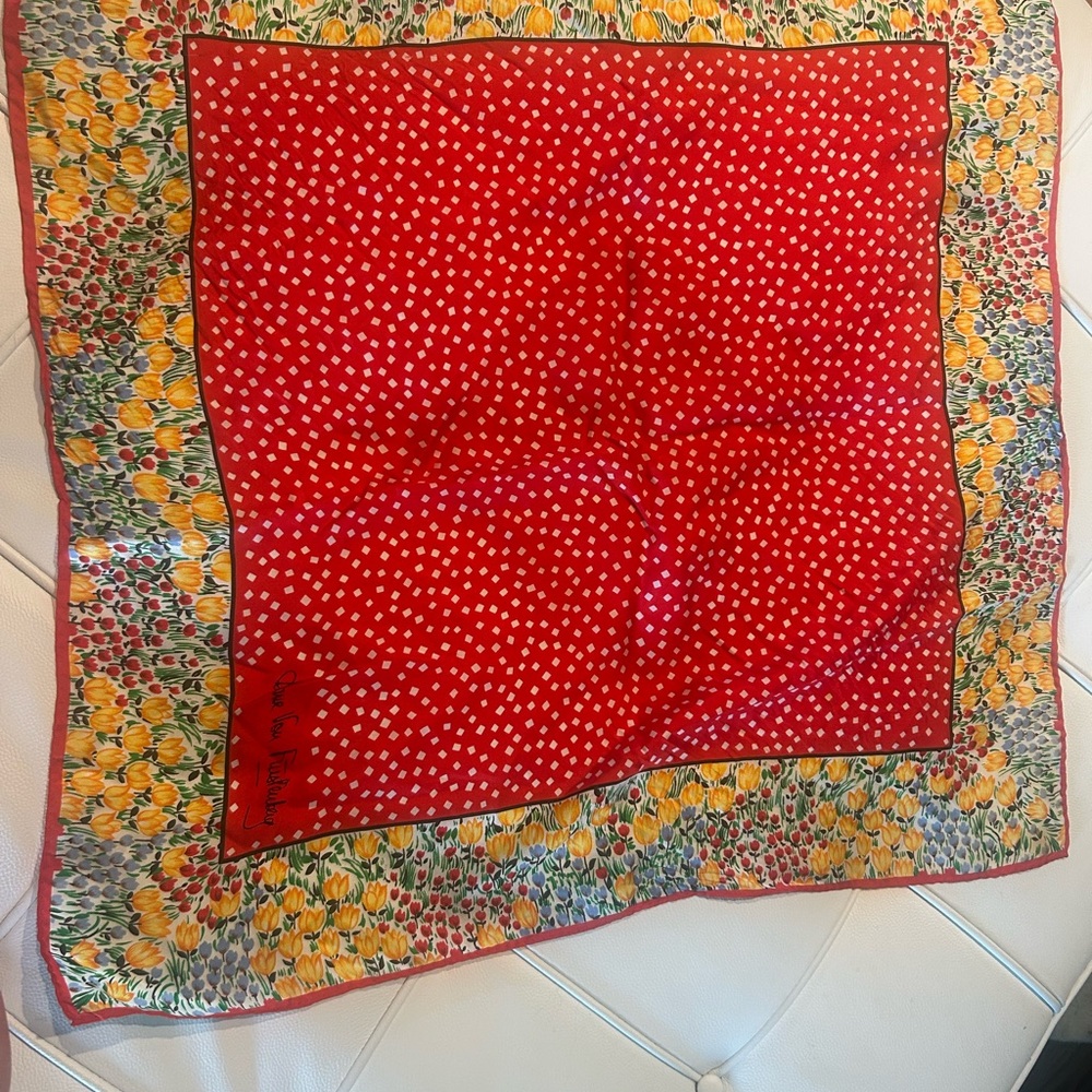 DVF Red Floral Silk Scarf